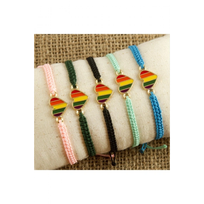 Kalp Makrome Örgülü Bileklik