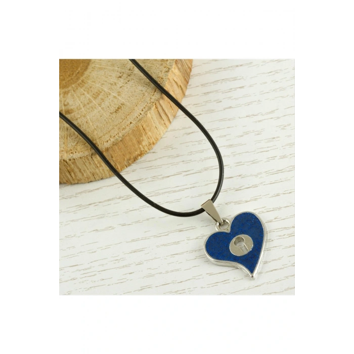 Kalp Metal Vinlex Deri Kolye