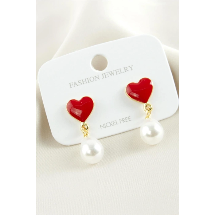 Kalp Mineli İnci Küpe