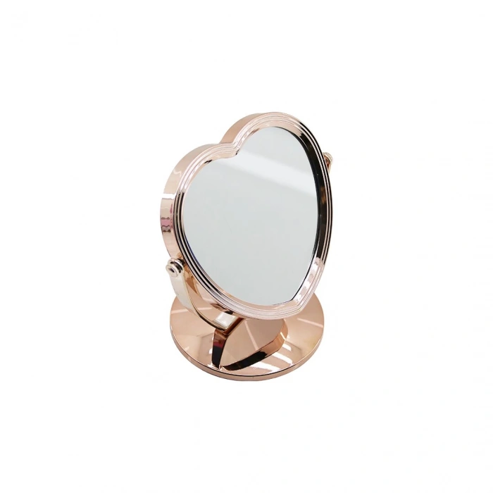 KALP MODEL 7 İNÇ= ÇAP:17.5CM MAKYAJ AYNASI ÇİFT TARAFLI BRONZ - GÜMÜŞ PLS.ÇERÇEVE SABİT AYAK (4887)