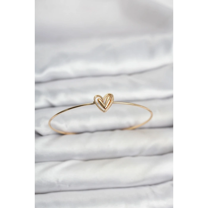 Kalp Model Gold Renk Bileklik - TJ-BB8143