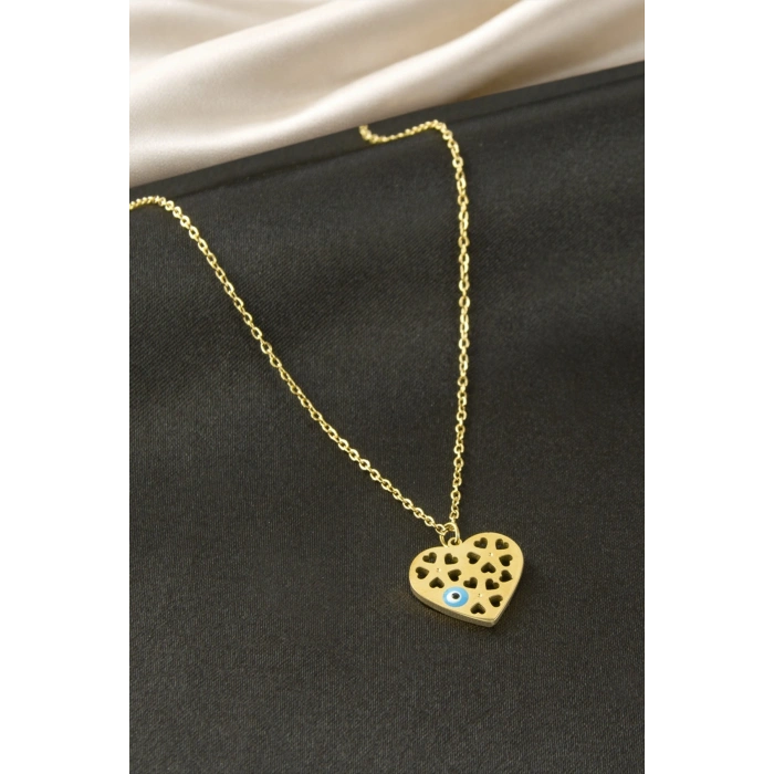 Kalp Nazar Çelik Kolye