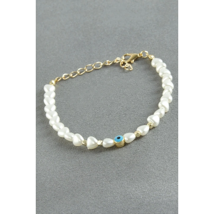 Kalp Nazar İnci Bileklik