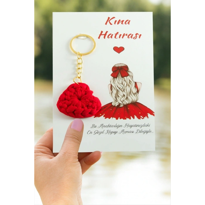 Kalp Örgülü İpli Anahtarlık