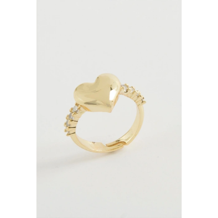 Kalp Taşlı Metal Yüzük