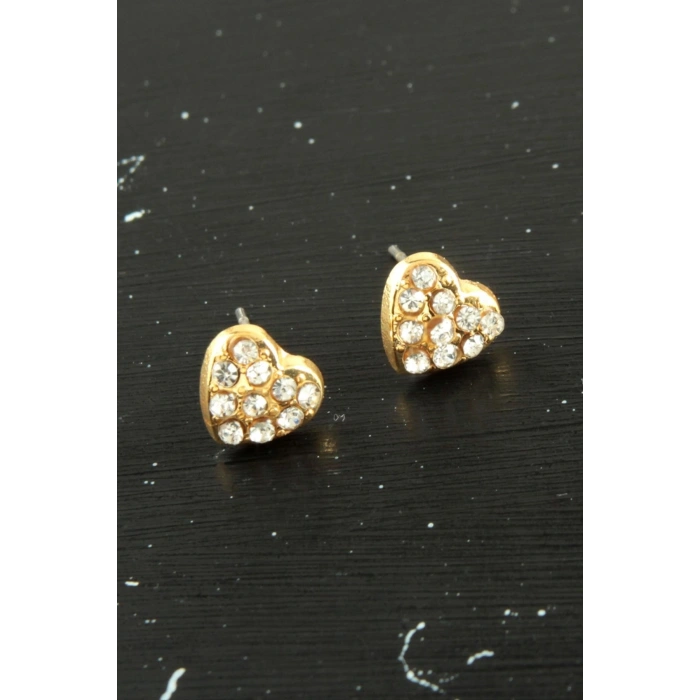 Kalp Taşlı Minik Küpe