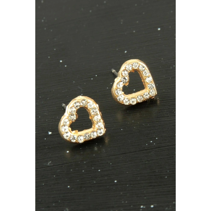 Kalp Taşlı Minik Küpe