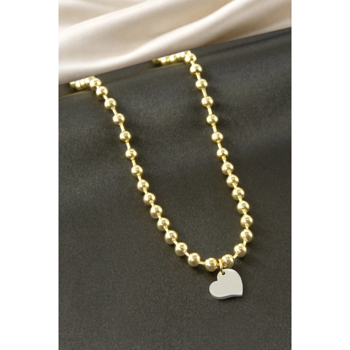 Kalp Top Zincir Çelik Kolye