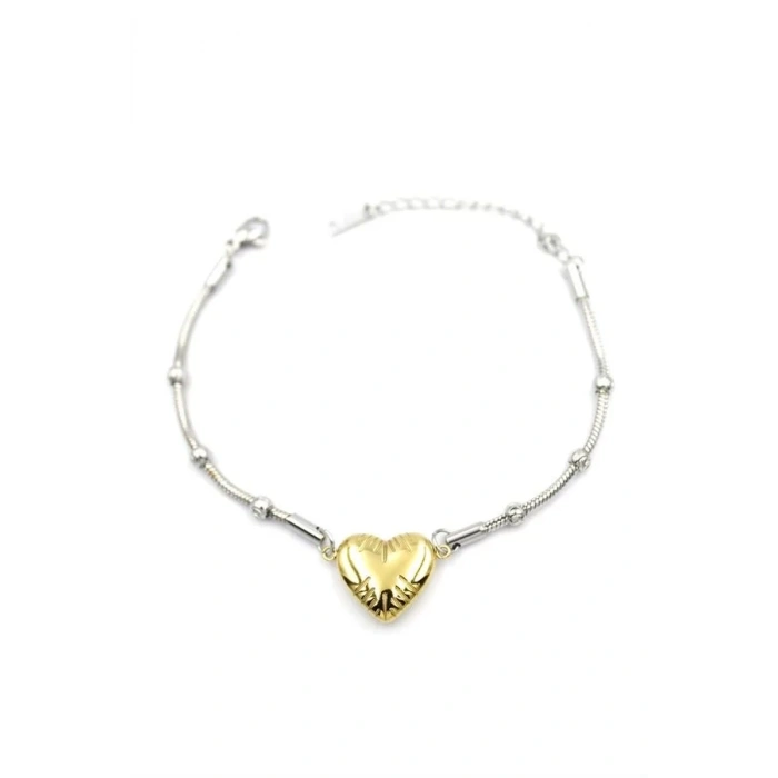 Kalp Zincir Bileklik - Altın