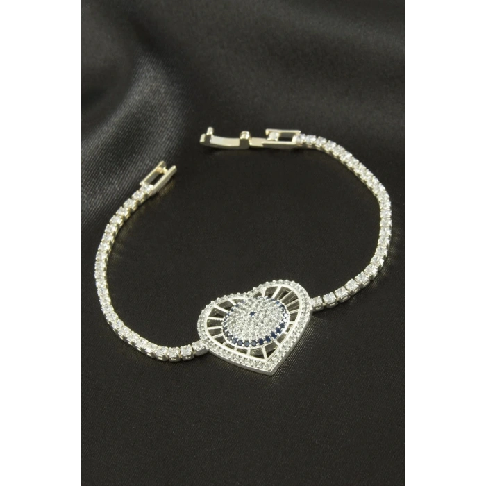 Kalp Zirkon Taşlı Çocuk Bileklik 16 cm