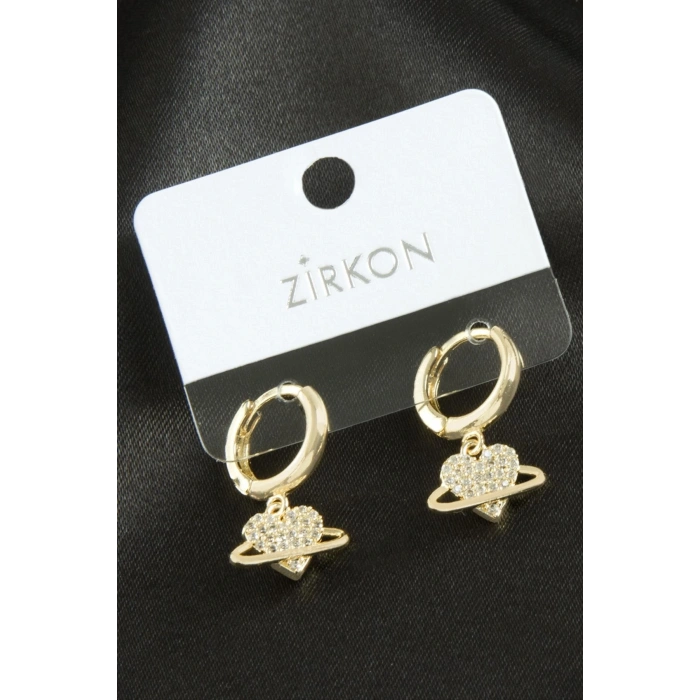 Kalp Zirkon Taşlı Küpe