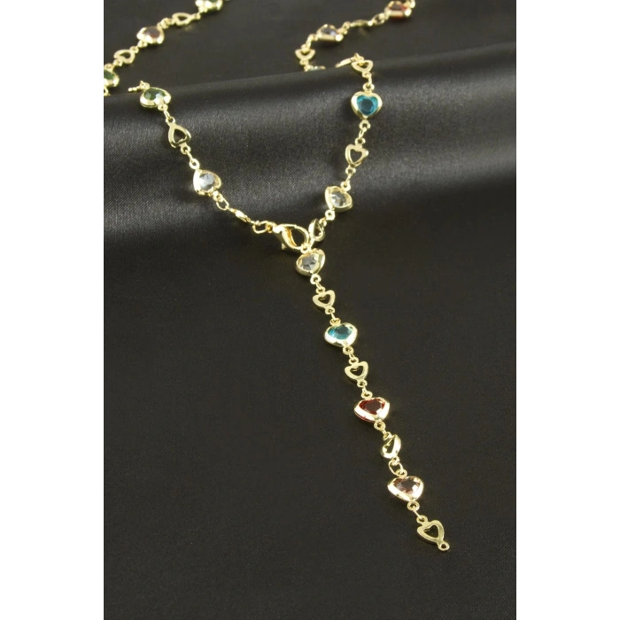 Kalp Zirkon Taşlı Y Kolye