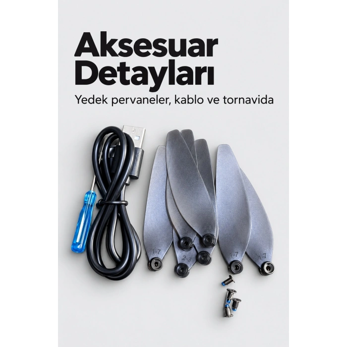 Kameralı Drone Katlanır Gövde ve Yedek Pervane Seti