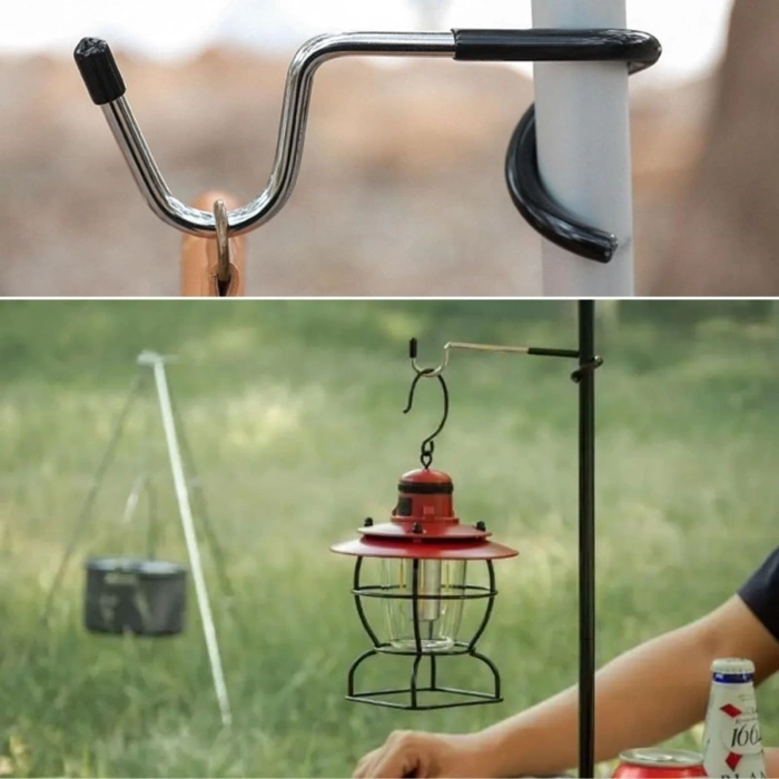 Kamp İçin Çok Fonksiyonlu S-Şekilli Direk Askısı Kaymaz Paslanmaz Çelik Eşya Asma Kancası (4887)