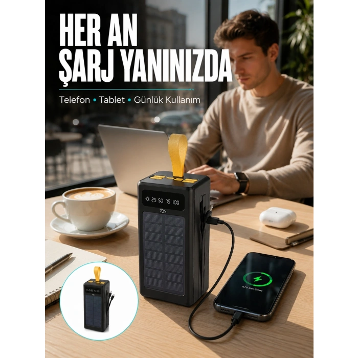 Kamp Ve Outdoor Kullanıma Uygun Güneş Panelli Powerbank Yeni Nesil