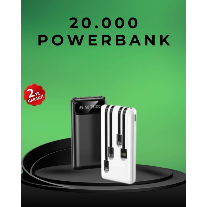 Kamp Ve Seyahat İçin 20.000mah Led Işıklı Hızlı Şarj Powerbank
