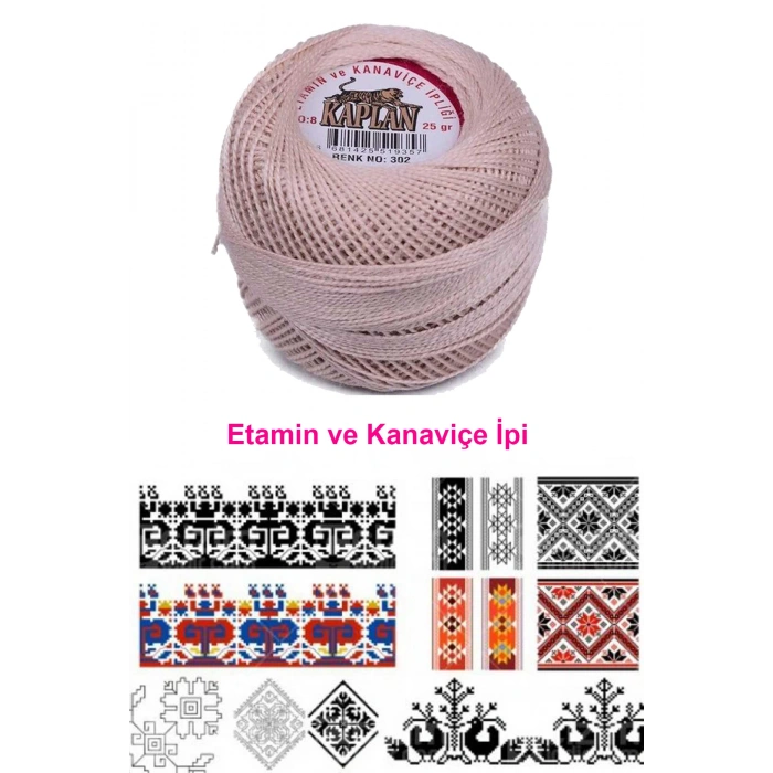 Kaplan Etamin Ve Kanaviçe İpi 8 No Kod/Renk: 302 - 