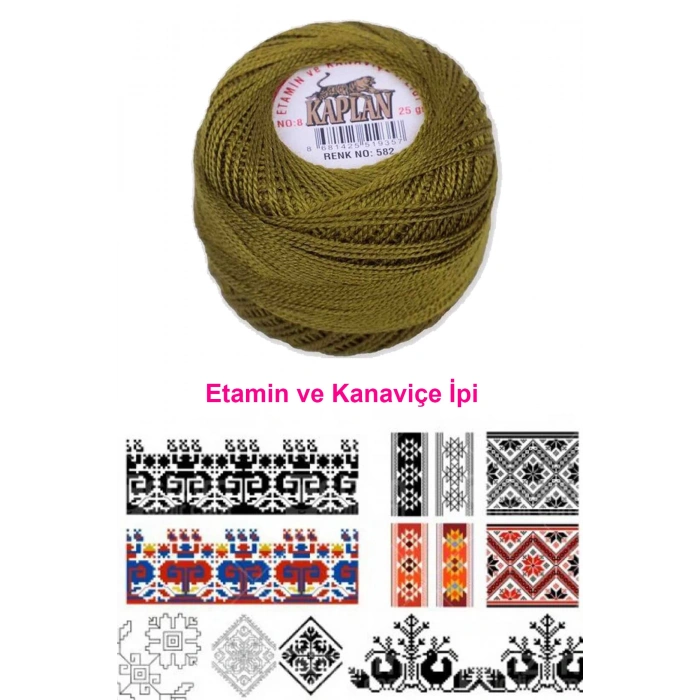 Kaplan Etamin Ve Kanaviçe İpi 8 No Kod/Renk: 582 - 