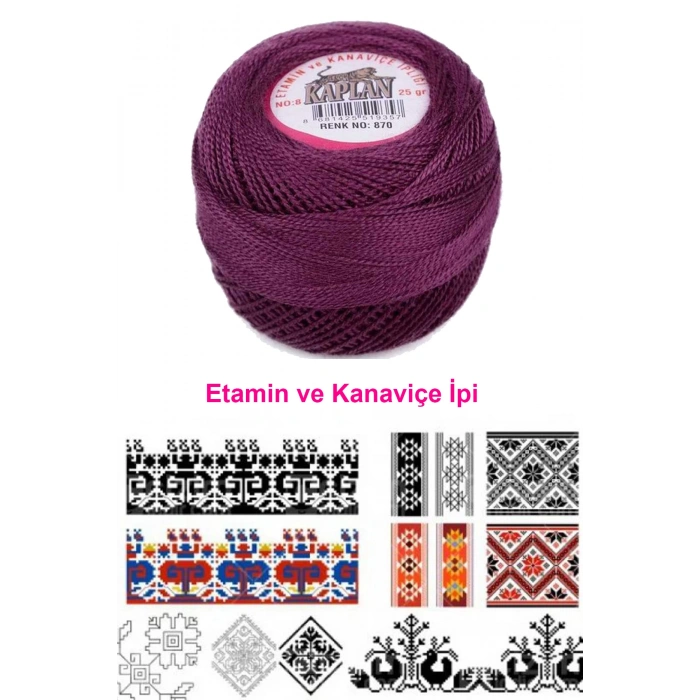Kaplan Etamin Ve Kanaviçe İpi 8 No Kod/Renk: 870 - 