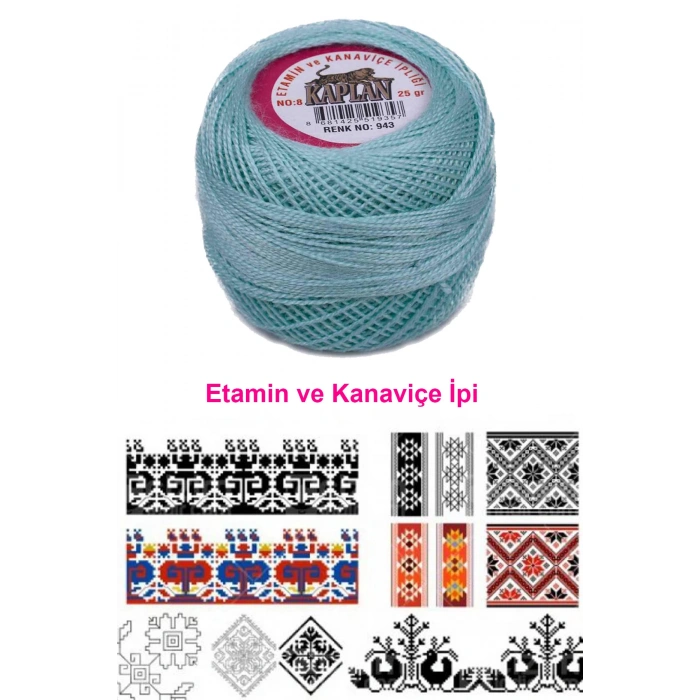 Kaplan Etamin Ve Kanaviçe İpi 8 No Kod/Renk: 943 - 