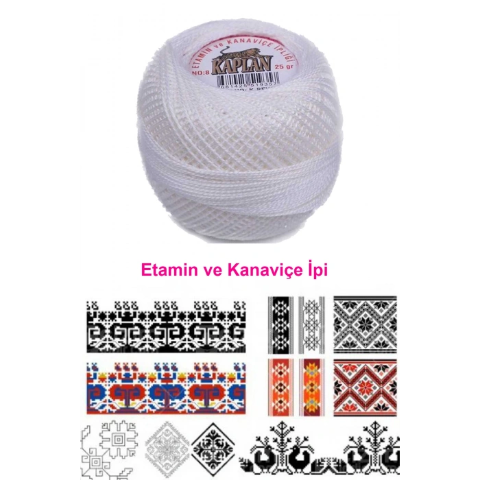 Kaplan Etamin Ve Kanaviçe İpi 8 No Kod/Renk: K.BEYAZ - 
