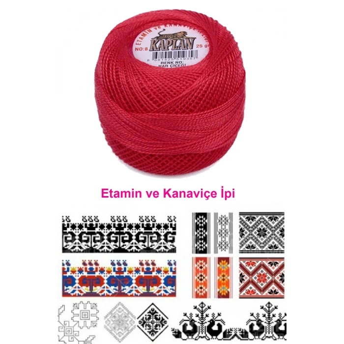 Kaplan Etamin Ve Kanaviçe İpi 8 No Kod/Renk: NAR ÇİÇEĞİ - 