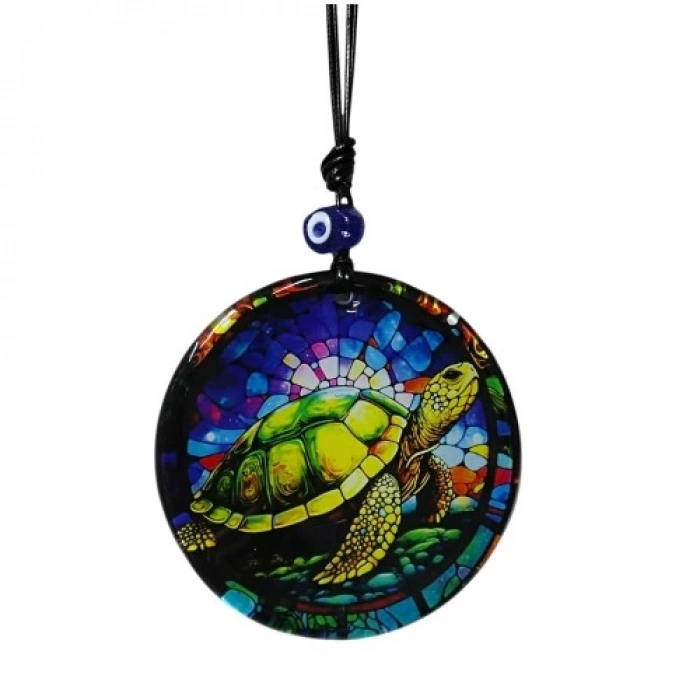 Kaplumbağa Desenli Mavi Renk 12 Cm Duvar Süsü