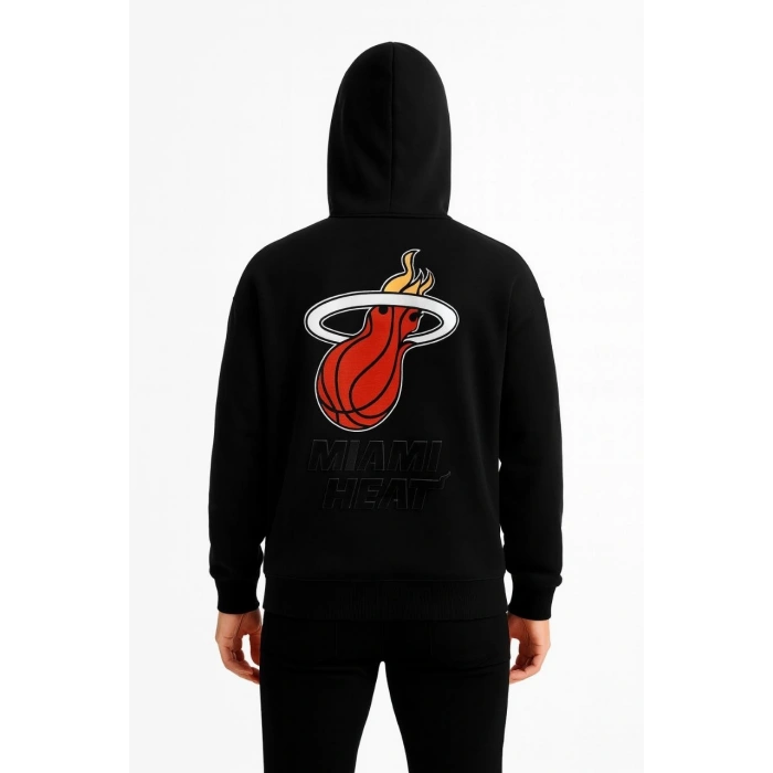 Kapşonlu Sweatshirt – Oversize Fit, Ön  Arka Baskılı,- Siyah -