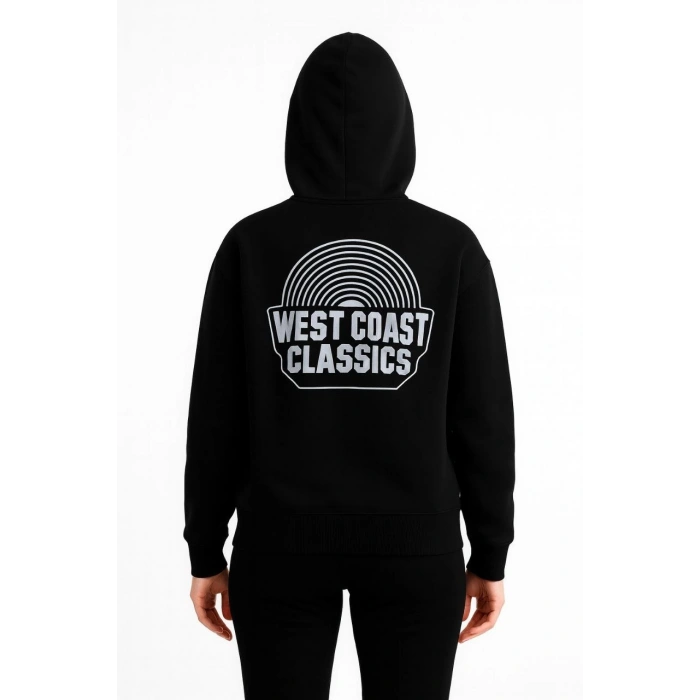 Kapşonlu Sweatshirt – Oversize“West Coast Classics” - Siyah -
