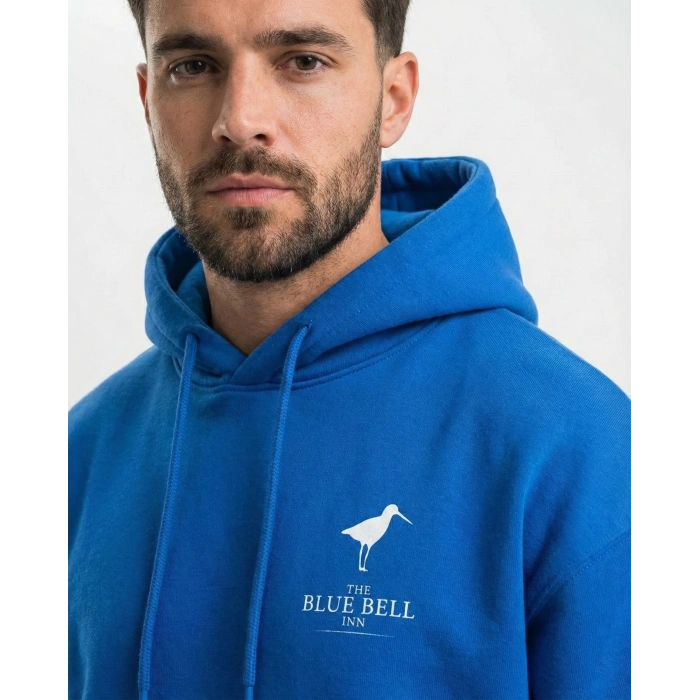Kapüşonlu Double Oversize Hoodie – Üç İplik Pamuklu, Deniz ve Yelken Baskılı, Kanguru Cepli Premium Sweatshirt - Saks Mavi