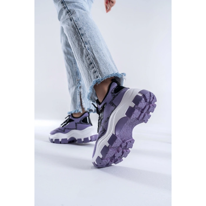 Karabina Lila Triko Kalın Tabanlı Spor Ayakkabı