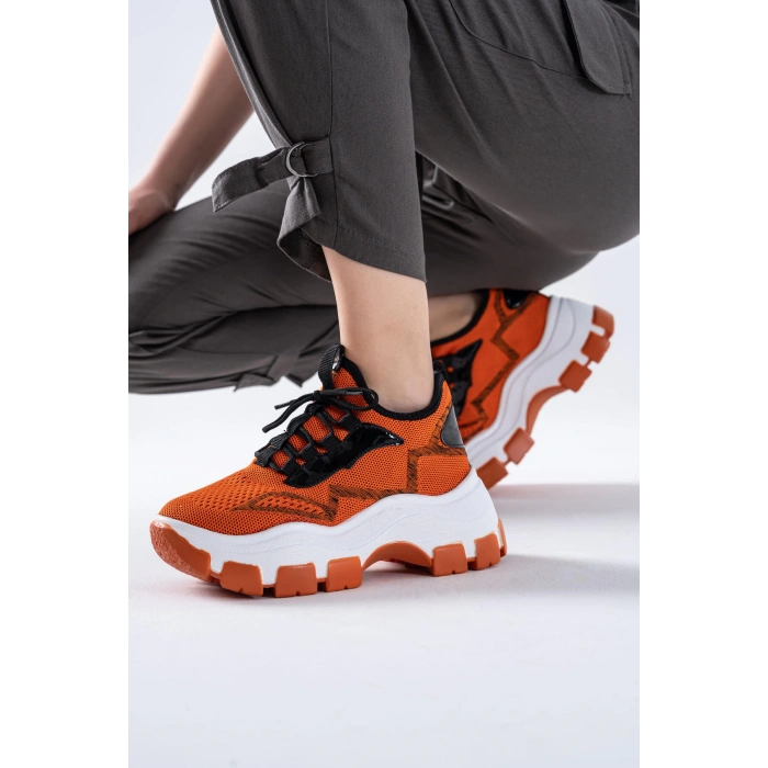 Karabina Oranj Triko Kalın Tabanlı Spor Ayakkabı