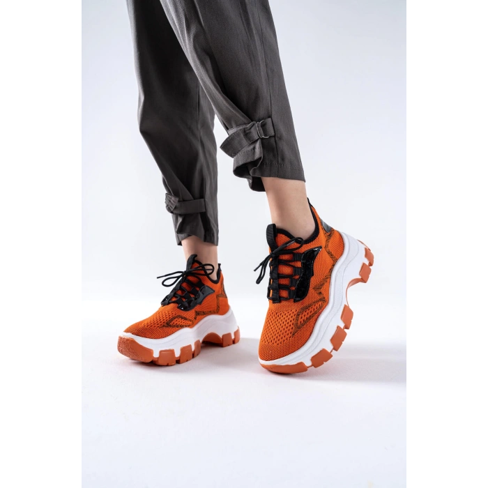 Karabina Oranj Triko Kalın Tabanlı Spor Ayakkabı