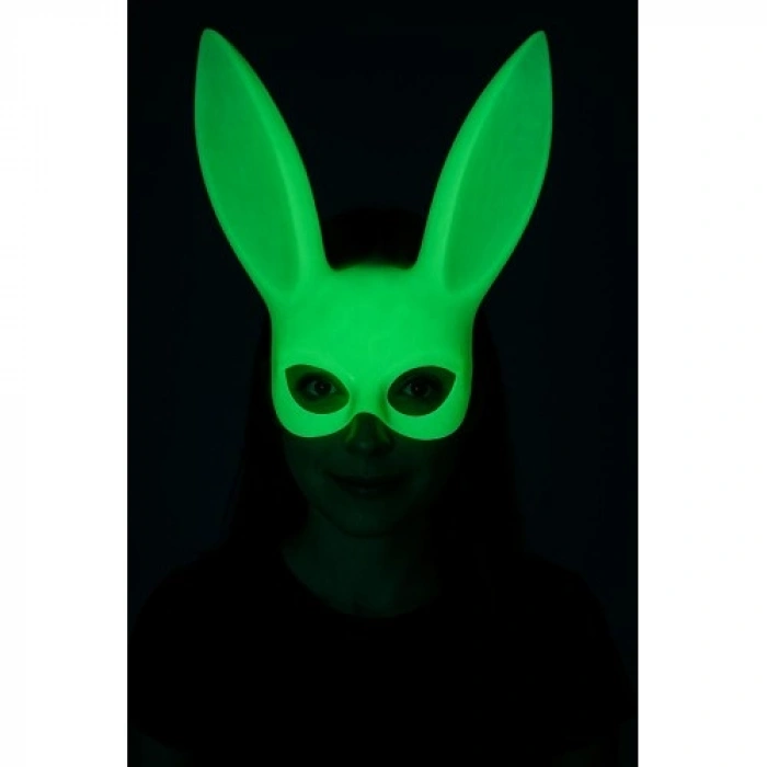 Karanlıkta Parlayan Fosforlu Tavşan Maskesi – Glow Bunny Masquerade Maske (32x22 cm)