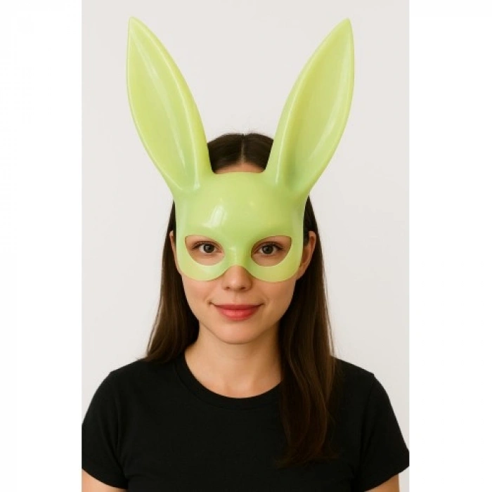 Karanlıkta Parlayan Fosforlu Tavşan Maskesi – Glow Bunny Masquerade Maske (32x22 cm)
