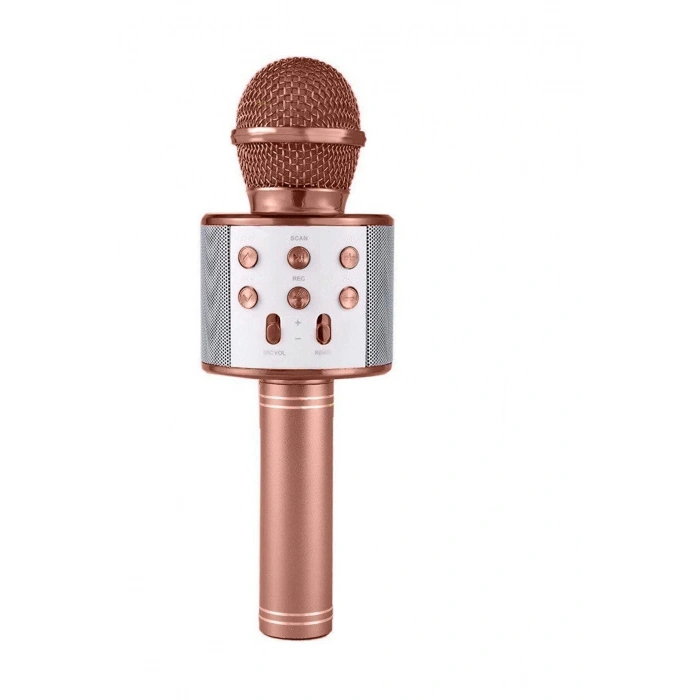 Karaoke Mikrofonlu Hoparlör - Şarjlı -Bluetooth Rose Gold (4887)