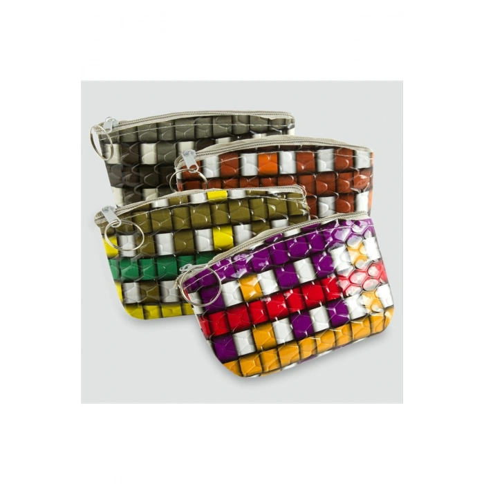 Kare Desenli Bozuk Para Cüzdanı