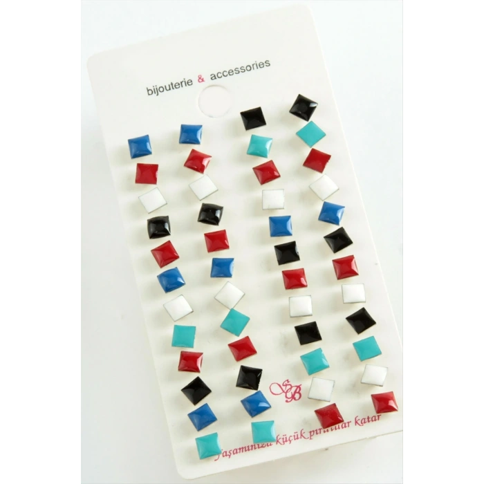 Kare Mineli Minik Küpe