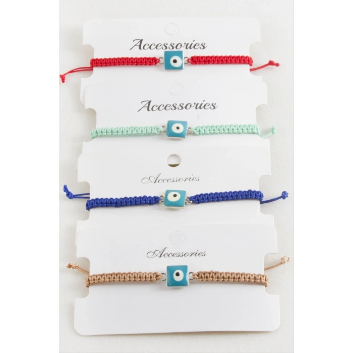 Kare Nazar Makrome Örgülü Bileklik