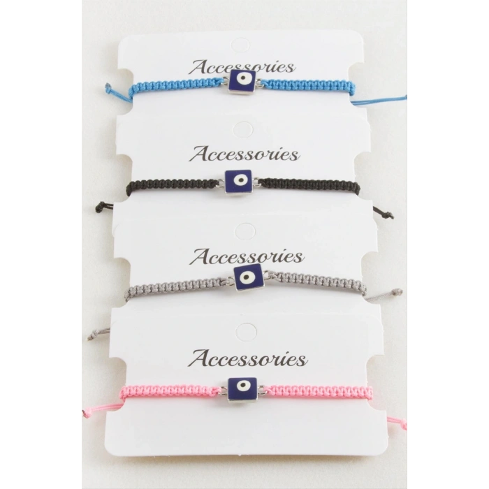 Kare Nazar Makrome Örgülü Bileklik