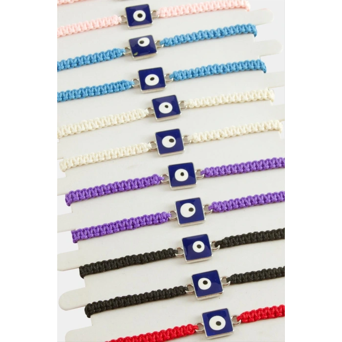 Kare Nazar Makrome Örgülü Bileklik