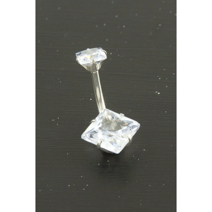 Kare Zirkon Taşlı Çelik Piercing 1 Adet