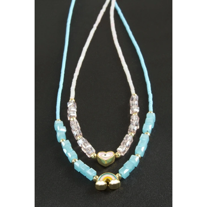 Karışık Figürlü Miyoki Boncuk Küp Kristal Kolye 1 Adet