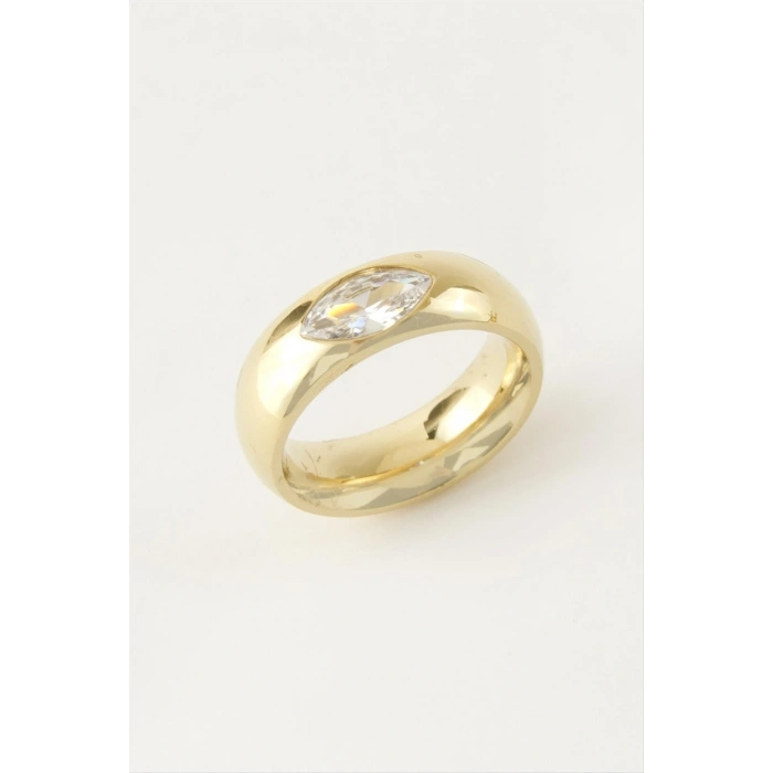 Karışık Lüks Zirkon Taşlı Çelik Yüzük 1 Adet