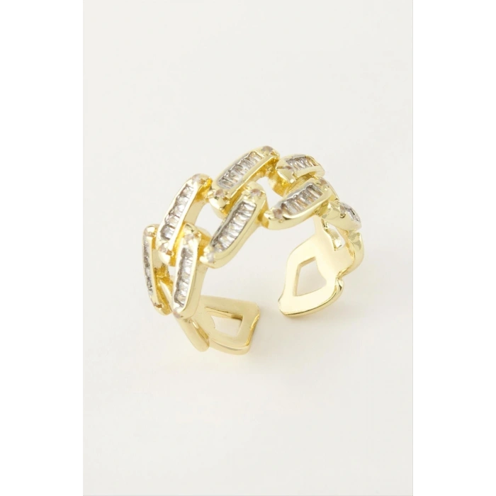 Karışık Lüks Zirkon Taşlı Çelik Yüzük 1 Adet