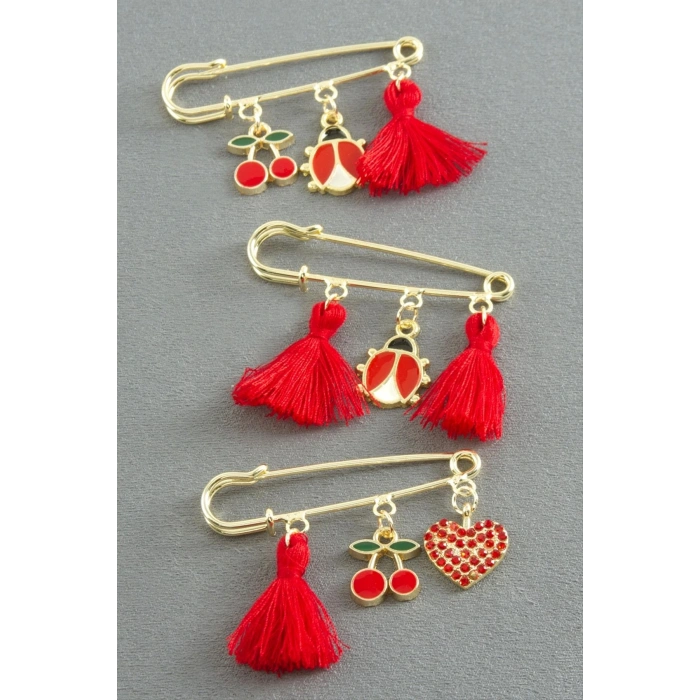 Karışık Püsküllü Broş