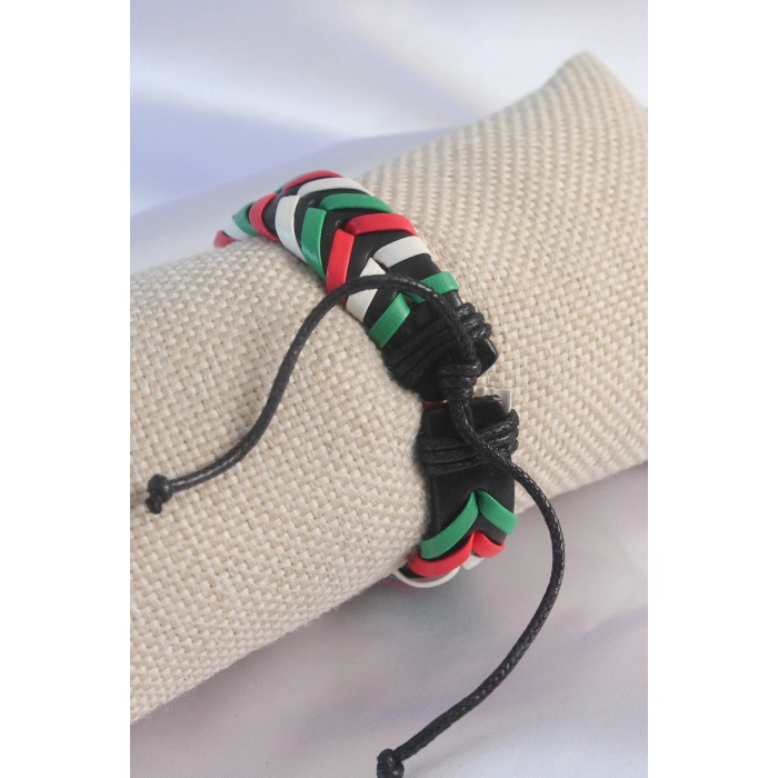 Karışık Renk İpli Deri Erkek Bileklik - TJ-EB3583