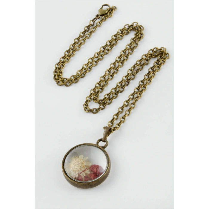 Karışık Renkli Çiçek Canlı Kolye