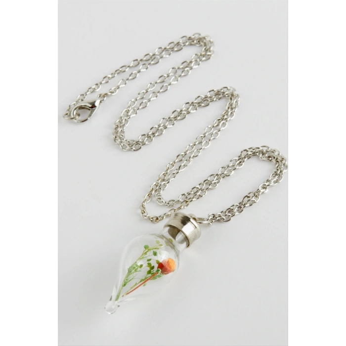 Karışık Renkli Çiçek Fanus Canlı Kolye