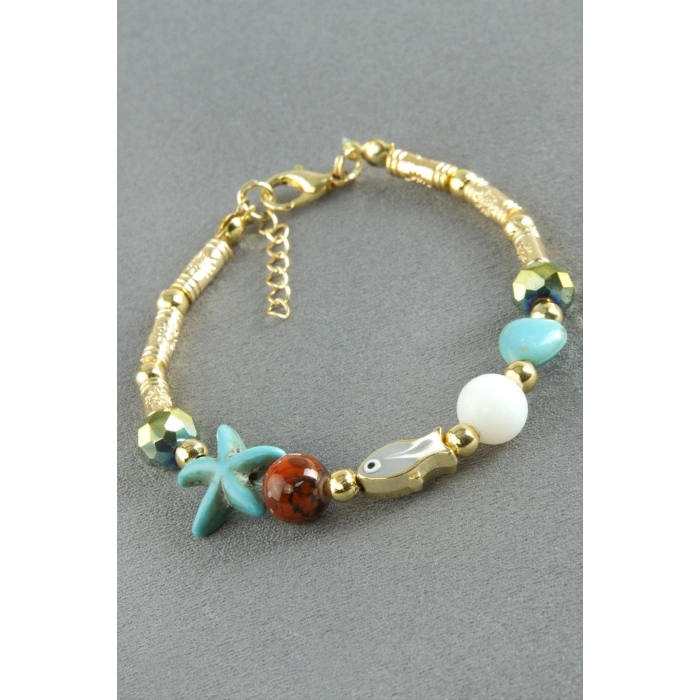 Karışık Turkuaz Taşlı Mineli Bileklik